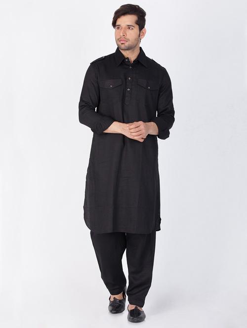 men solid long sleeve pathani ethnic wear set - 22000523 - Very Small Image - 1