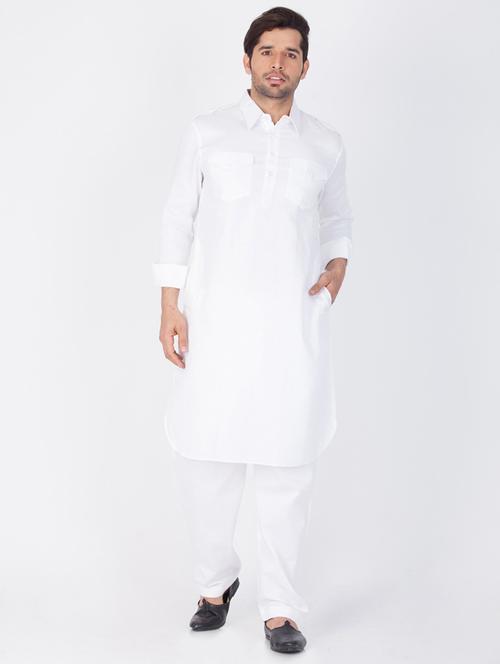 men solid long sleeve pathani ethnic wear set - 22000526 - Very Small Image - 1