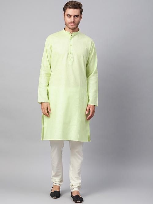 men solid mandarin neck kurta churidar ethnic wear set - 22000562 - Very Small Image - 1