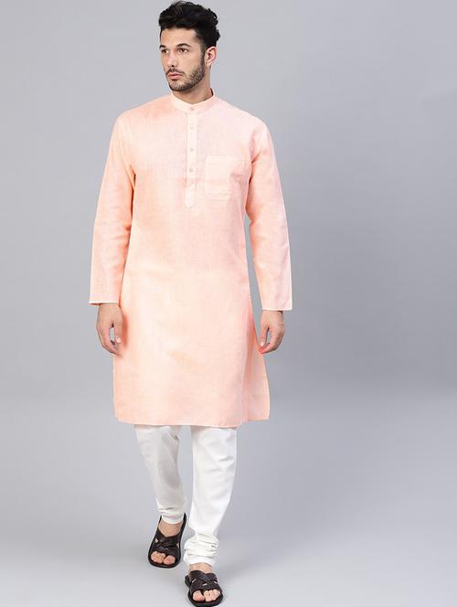 men solid mandarin neck kurta churidar ethnic wear set - 22000565 - Very Small Image - 1