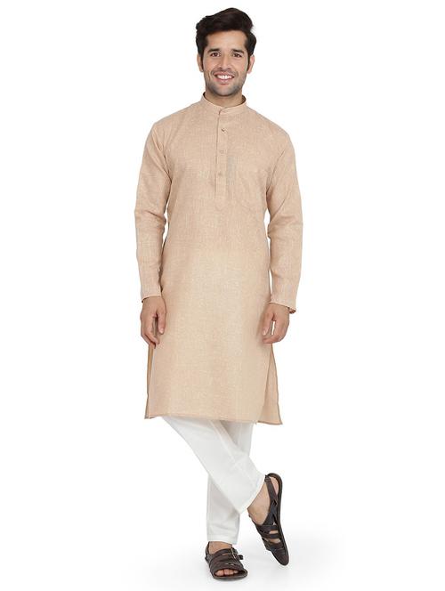 men solid mandarin neck pyjama ethnic wear set - 22000570 - Very Small Image - 1