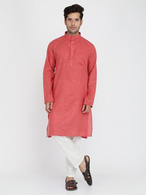 men solid mandarin neck kurta churidar ethnic wear set - 22000575 - Very Small Image - 1