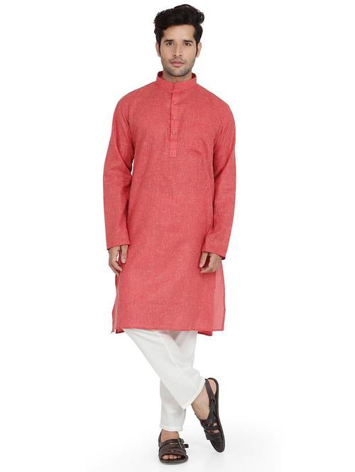 men solid long sleeve kurta and pyjama set - 22000576 - Very Small Image - 1