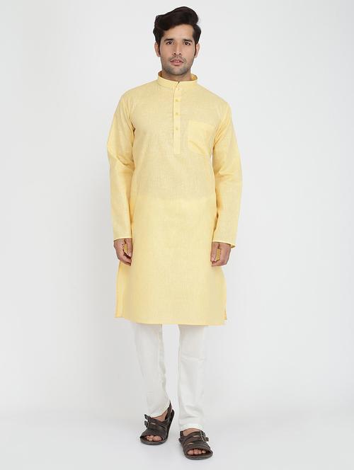men solid mandarin neck kurta pyjama ethnic wear set - 22000579 - Very Small Image - 1