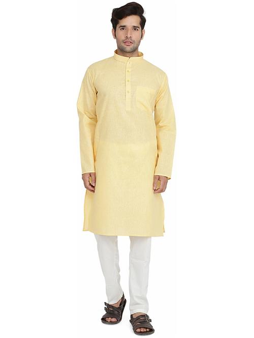 men solid mandarin neck kurta pyjama ethnic wear set - 22000581 - Very Small Image - 1