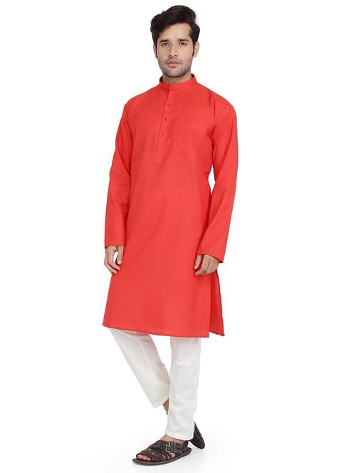 men solid long sleeve kurta and pyjama set - 22000601 - Very Small Image - 1