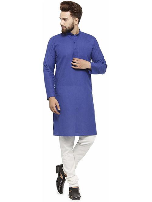 men solid mandarin neck kurta churidar ethnic wear set - 22000602 - Very Small Image - 1