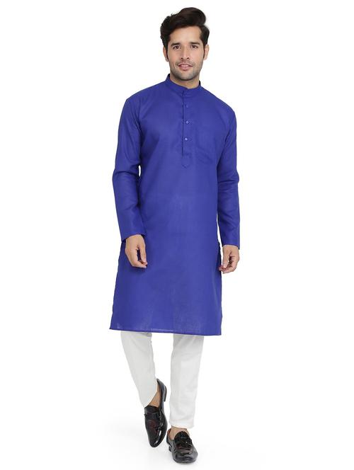 men solid long sleeve kurta and pyjama set - 22000603 - Very Small Image - 1