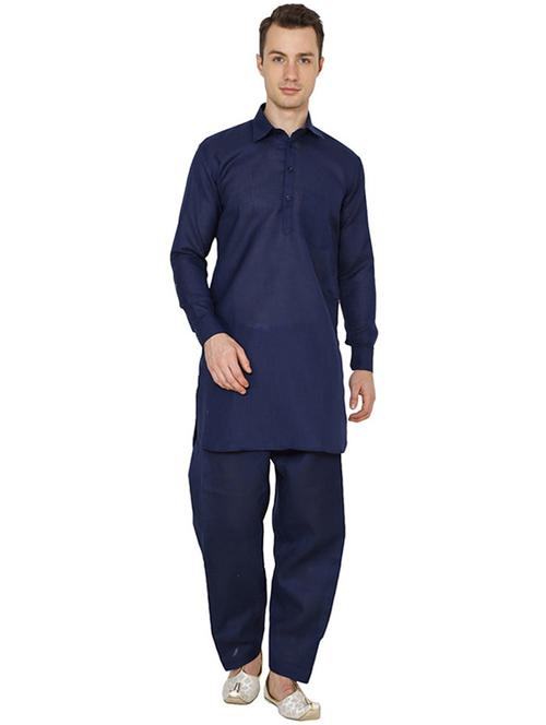 men solid long sleeve pathani ethnic wear set - 22000620 - Very Small Image - 1