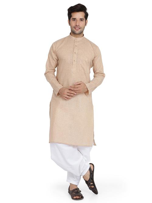 men solid long sleeve kurta and dhoti set - 22000623 - Very Small Image - 1