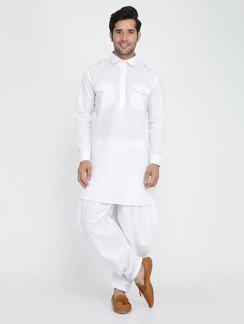 men solid long sleeve dhoti kurta ethnic wear set - 22000671 - Very Small Image - 1
