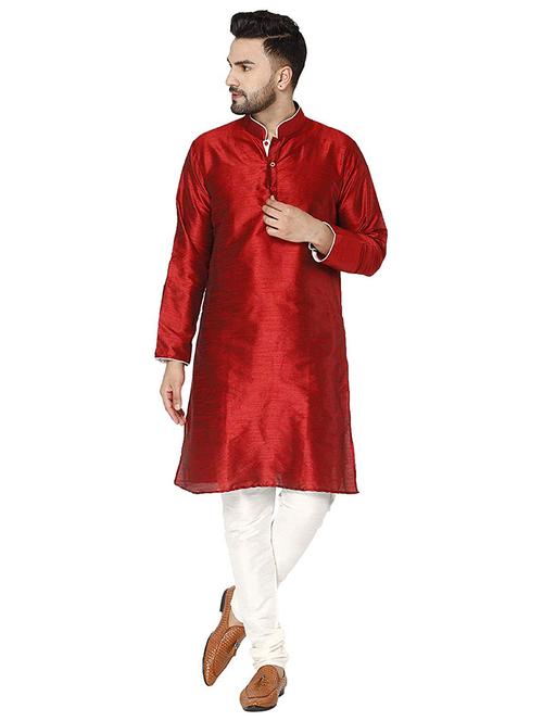 men solid long sleeve kurta and churidar set - 22000701 - Very Small Image - 1