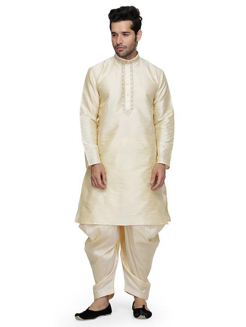 men solid long sleeve kurta and dhoti set - 22000709 - Very Small Image - 1