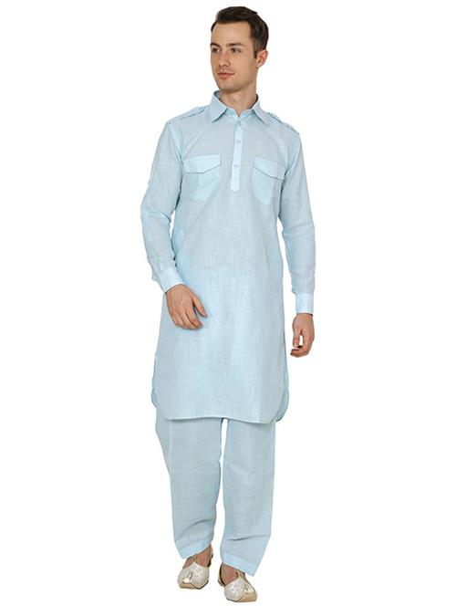 men solid long sleeve pathani ethnic wear set - 22000726 - Very Small Image - 1