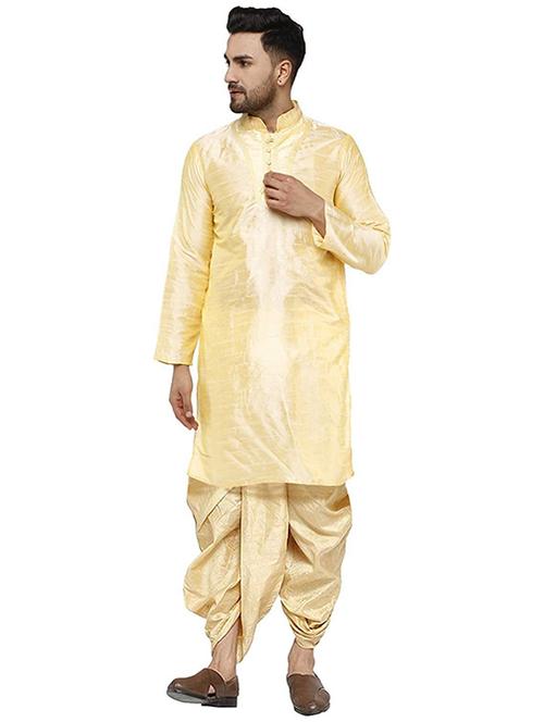 men solid mandarin neck dhoti kurta ethnic wear set - 22000752 - Very Small Image - 1