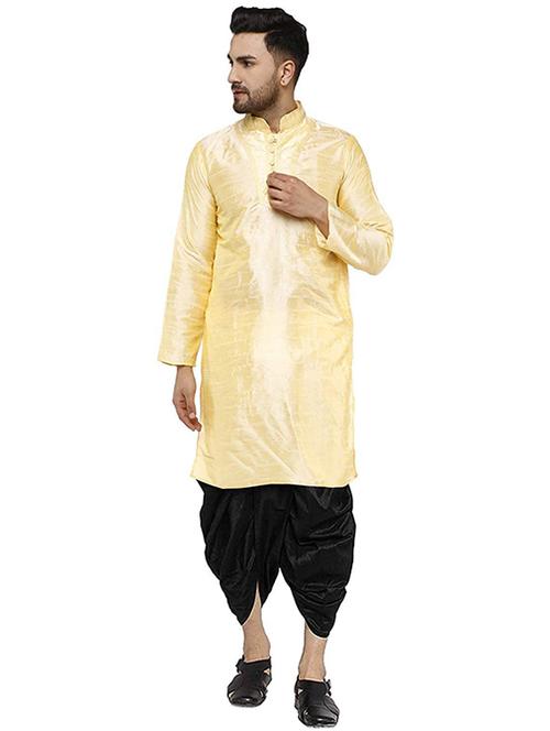 men solid mandarin neck dhoti kurta ethnic wear set - 22000753 - Very Small Image - 1