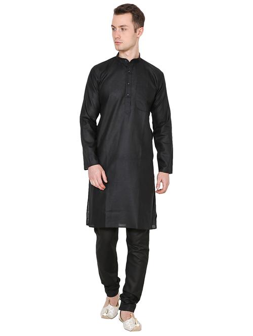 men solid long sleeve kurta and churidar set - 22000754 - Very Small Image - 1