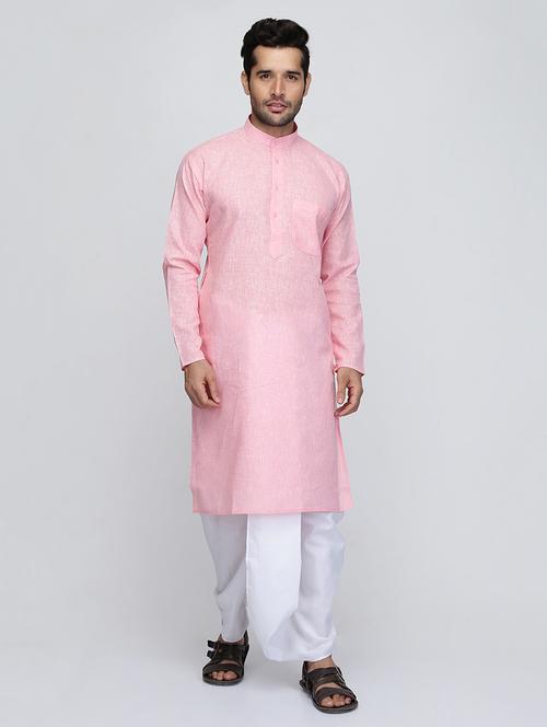men solid long sleeve kurta and dhoti set - 22000781 - Very Small Image - 1