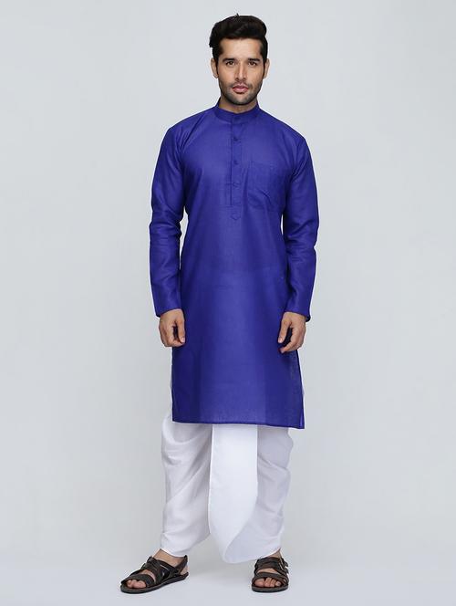 men solid long sleeve kurta and dhoti set - 22000782 - Very Small Image - 1
