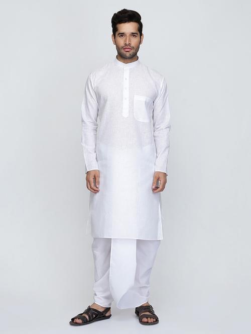 men solid long sleeve kurta and dhoti set - 22000784 - Very Small Image - 1