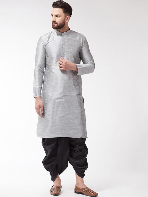 men solid long sleeve kurta and dhoti set - 22000786 - Very Small Image - 1
