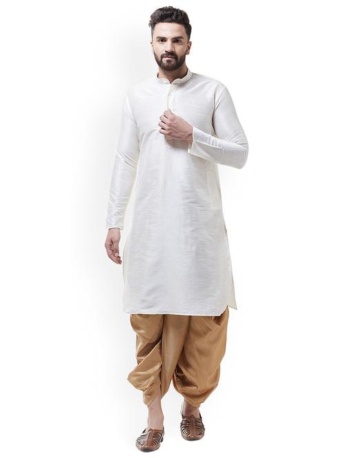 men solid long sleeve kurta and dhoti set - 22000787 - Very Small Image - 1