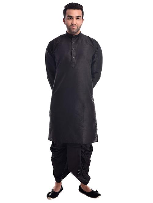 men solid long sleeve kurta and dhoti set - 22000801 - Very Small Image - 1