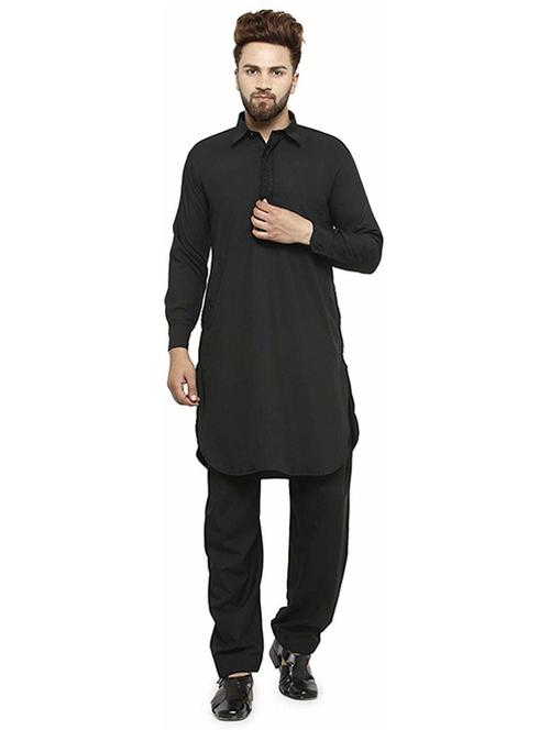 men solid long sleeve pathani ethnic wear set - 22000803 - Very Small Image - 1