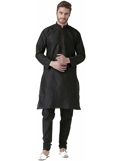 men solid mandarin neck kurta churidar ethnic wear set - 22000813 - Very Small Image - 1