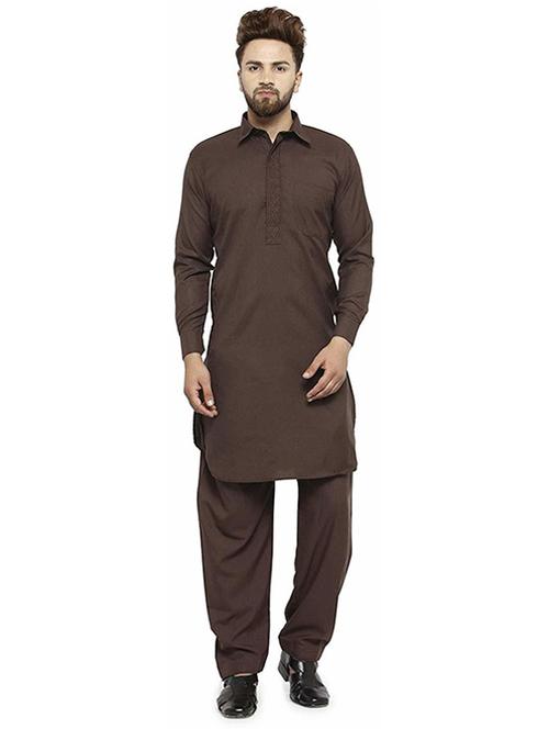 men solid long sleeve pathani ethnic wear set - 22000825 - Very Small Image - 1