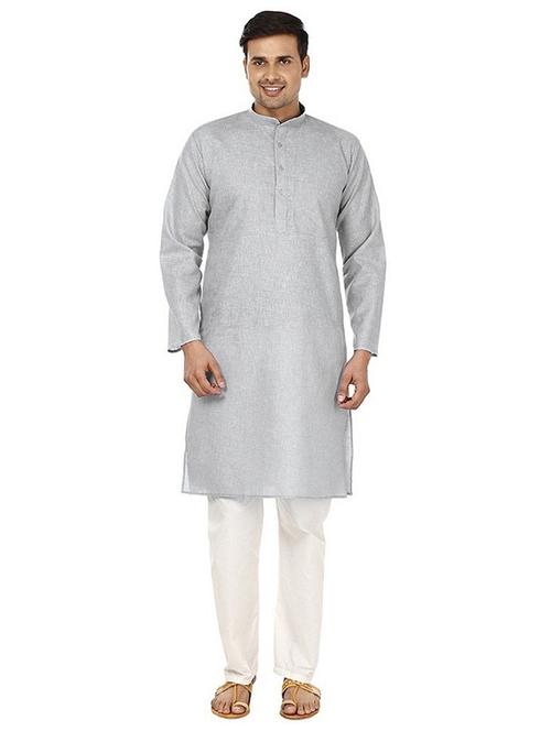 men solid long sleeve kurta and pyjama set - 22000847 - Very Small Image - 1