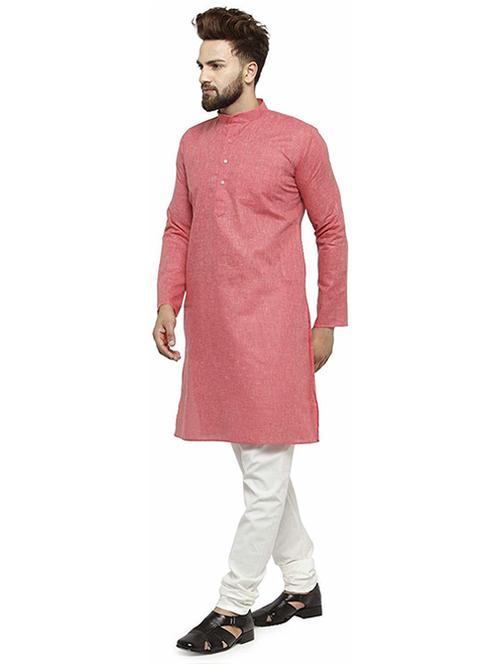 men solid mandarin neck kurta churidar ethnic wear set - 22000867 - Very Small Image - 1