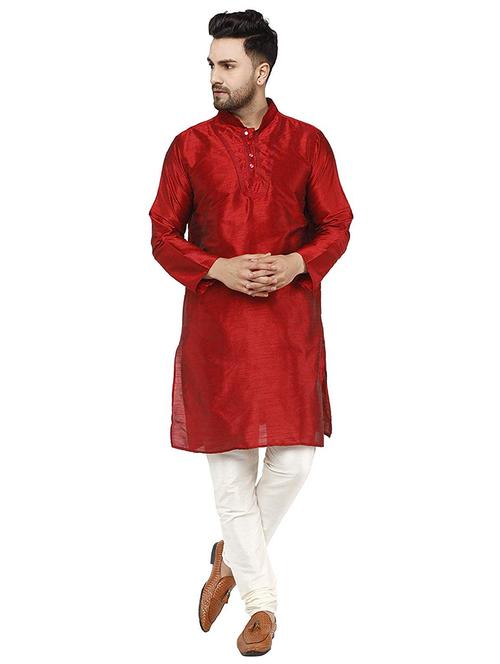 men solid long sleeve kurta and churidar set - 22000872 - Very Small Image - 1
