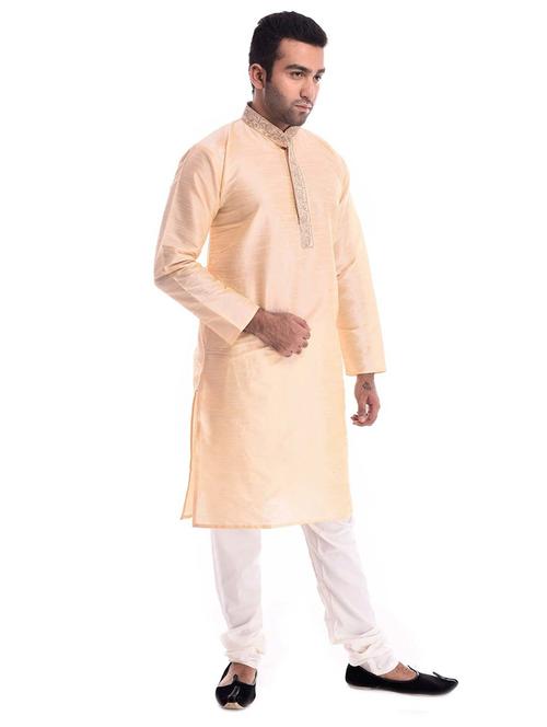 men solid long sleeve kurta and churidar set - 22000886 - Very Small Image - 1