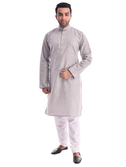 men solid long sleeve kurta and churidar set - 22000889 - Very Small Image - 1
