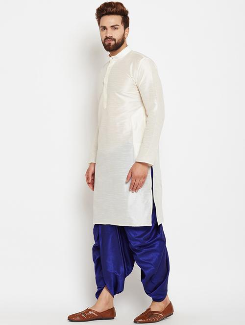 men solid long sleeve kurta and dhoti set - 22000924 - Very Small Image - 1