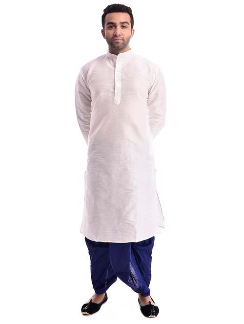 men solid long sleeve kurta and dhoti set - 22000926 - Very Small Image - 1