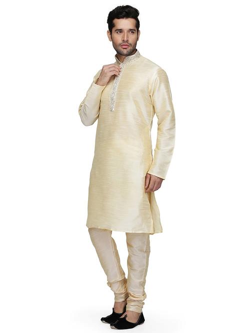 men solid long sleeve kurta and churidar set - 22000961 - Very Small Image - 1