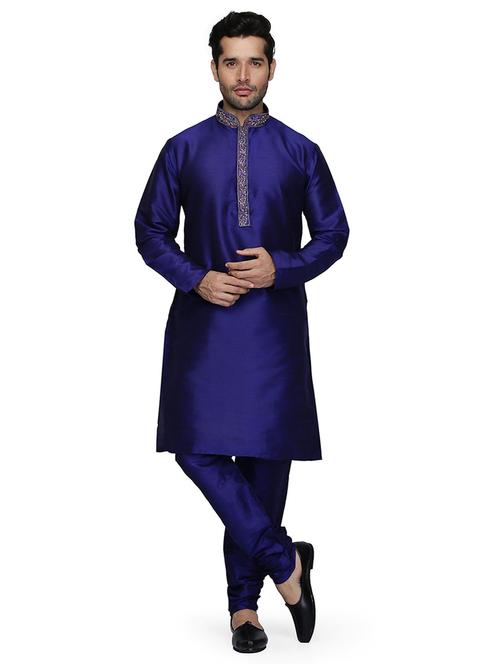 men solid long sleeve kurta and churidar set - 22000964 - Very Small Image - 1
