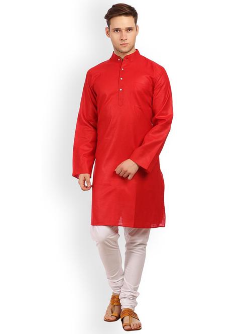 men solid long sleeve kurta and churidar set - 22000969 - Very Small Image - 1