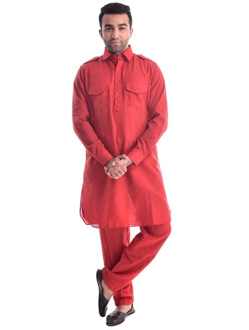 men solid long sleeve pathnai kurta set - 22000970 - Very Small Image - 1