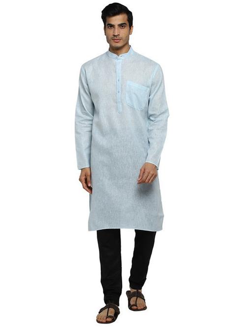 men solid mandarin neck kurta pyjama ethnic wear set - 22000975 - Very Small Image - 1
