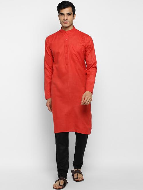 men solid long sleeve kurta and pyjama set - 22000992 - Very Small Image - 1