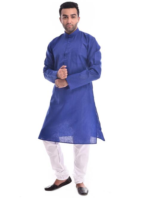 men solid long sleeve kurta and churidar set - 22000993 - Very Small Image - 1