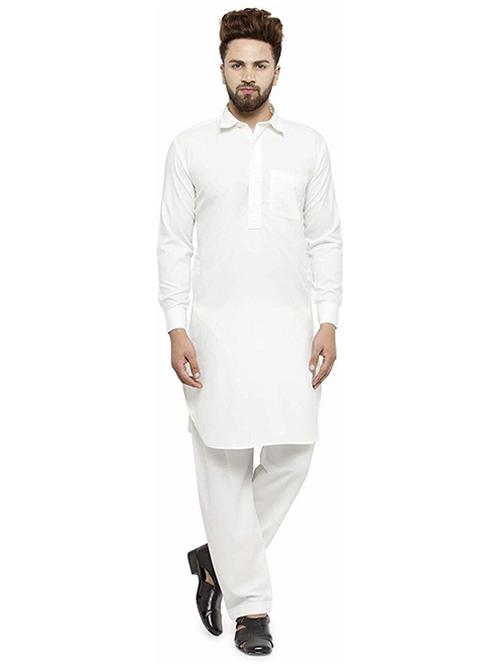 men solid mandarin neck kurta pyjama ethnic wear set - 22001008 - Very Small Image - 1