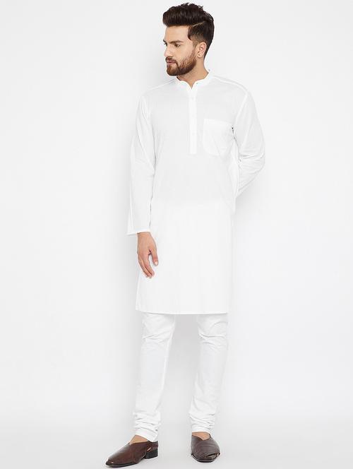 men solid long sleeve kurta and churidar set - 22001010 - Very Small Image - 1