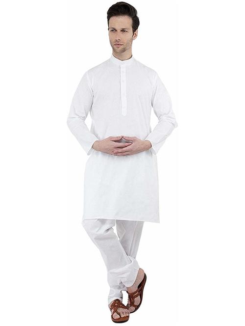 men solid mandarin neck kurta pyjama ethnic wear set - 22001014 - Very Small Image - 1
