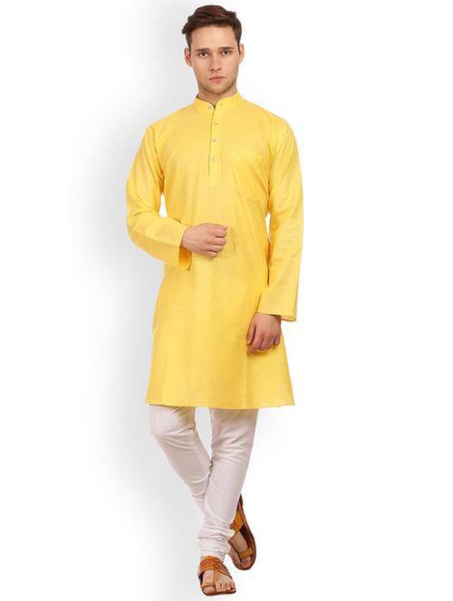 men solid long sleeve kurta and churidar set - 22001021 - Very Small Image - 1