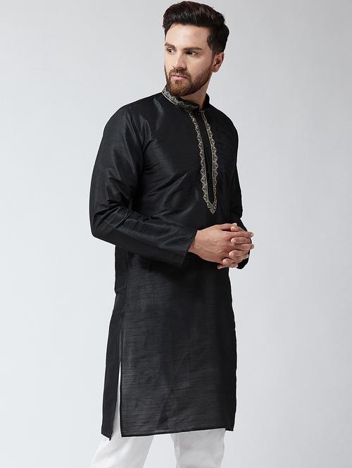 men solid mandarin collar long sleeve kurta  - 22001022 - Very Small Image - 1