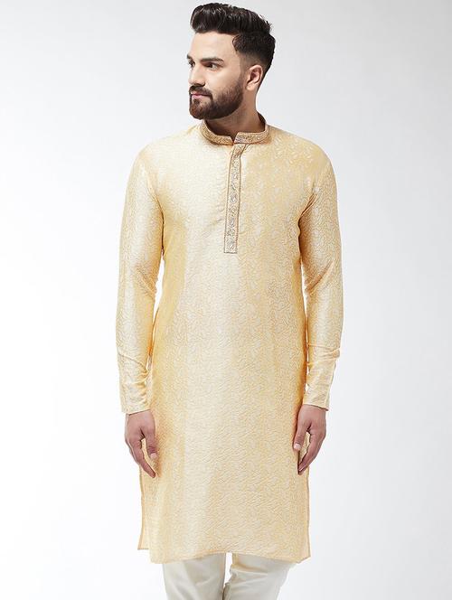 men embroidered mandarin collar long sleeve kurta  - 22001078 - Very Small Image - 1